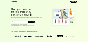 Homepage of Shopify website