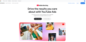 The homepage of YouTube Advertising