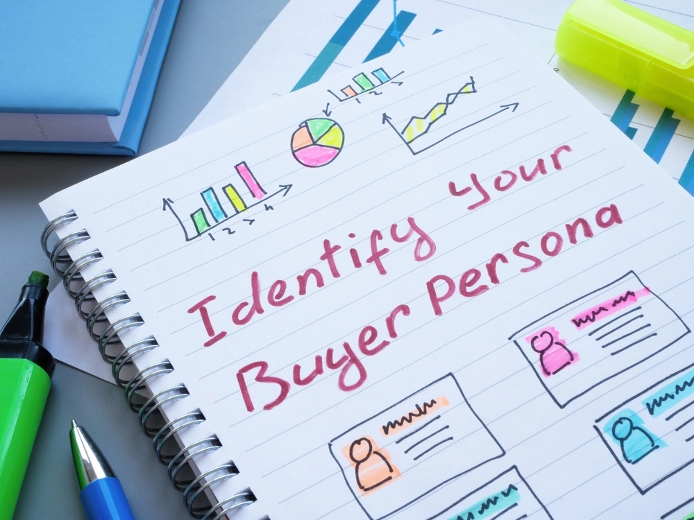 Identify your buyer persona written on a notebook