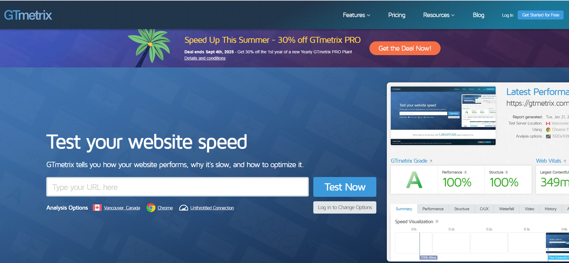 Homepage image of GTmetrix