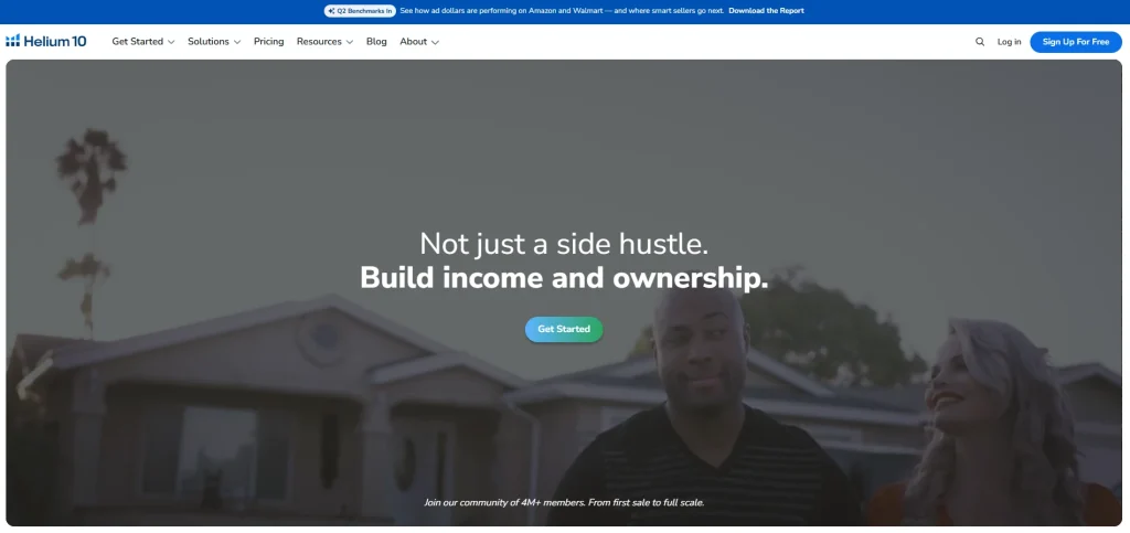 Homepage of Helium 10