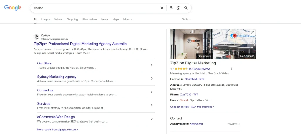 ZipZipe’s Google Business Profile