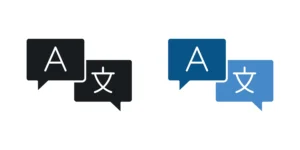 Translation icon set in black and colored version