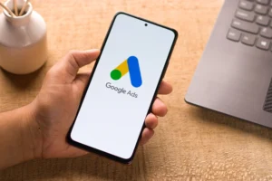 Google Ads logo on phone screen