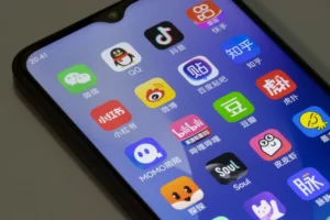 Assorted Chinese social media apps, including WeChat, QQ, Douyin, Kuaishou, Xiaohongshu, Weibo